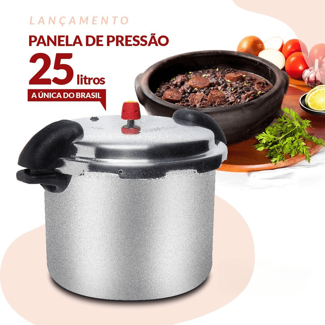 Panela De Pressão Industrial 25 Litros Com Alças De Alumínio 2550 - Eirilar